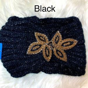 🌸 Knitted Headwrap Ear Warmer with Beaded Bling